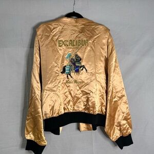 VTG Excalibur Hotel Casino Las Vegas Copper Gold  Bomber Jacket Vintage Size XL